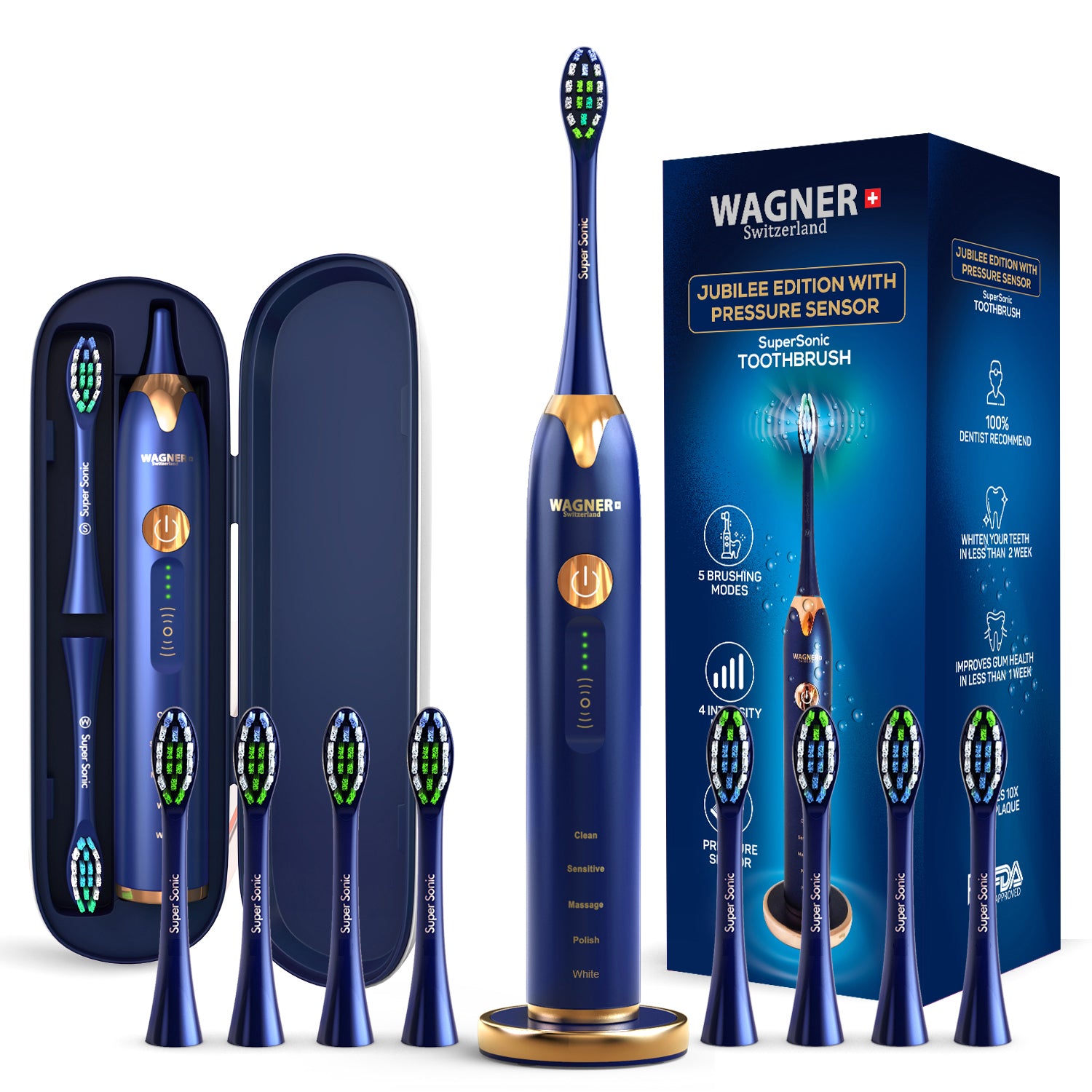 Replacement Brush Heads for Wagner & Stern and Wagner Switzerland toothbrushes.Whiten+ Edition, WT8800 Series and Duette series only. (Burgundy)